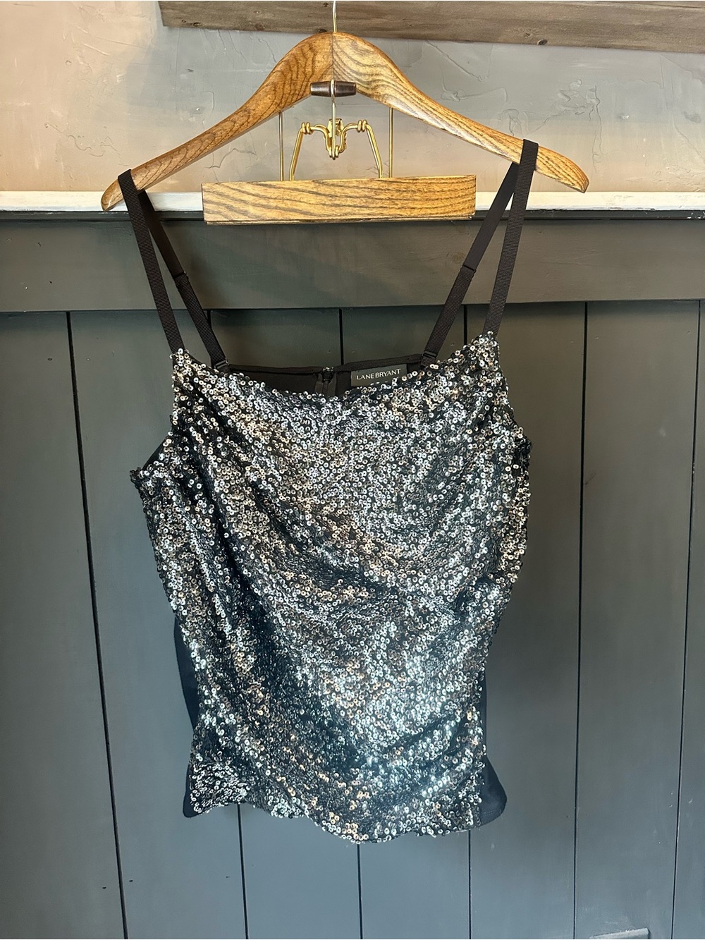 Lane Bryant Party Ready Black Drapey Sequin Camisole size 20